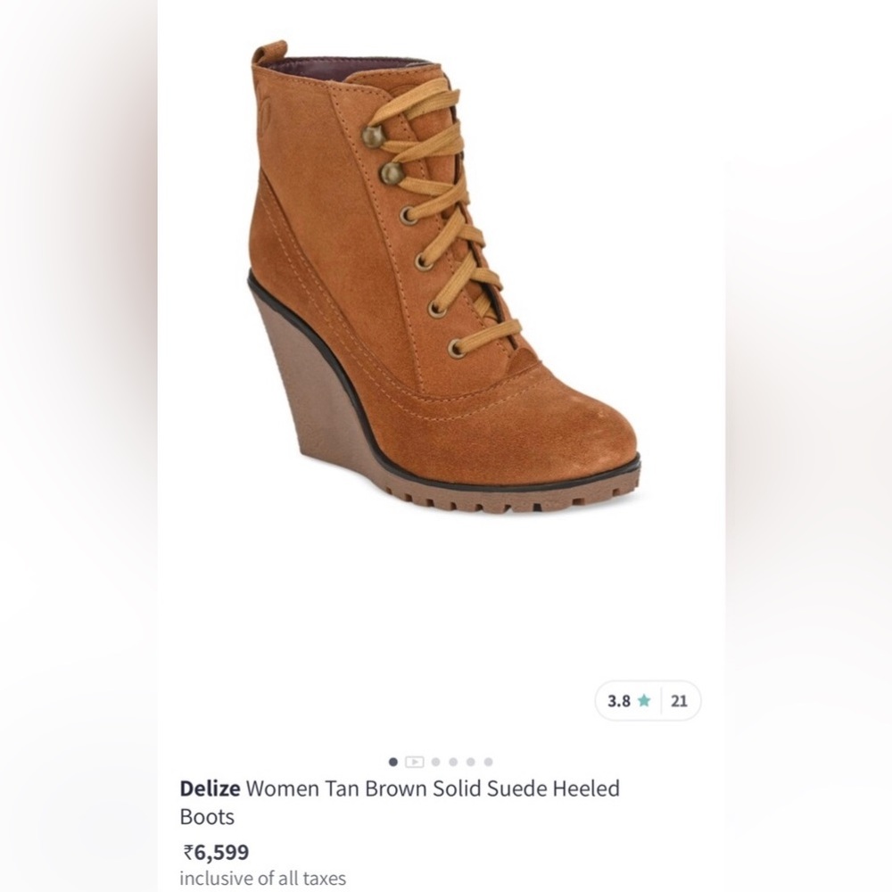 Delize Brown Suede Wedge Boots - Picture 12 of 12